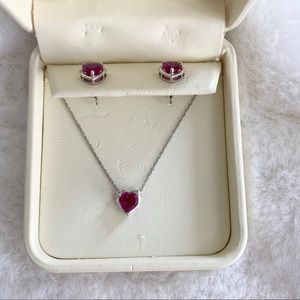 Jared white gold and ruby heart valentine’s set